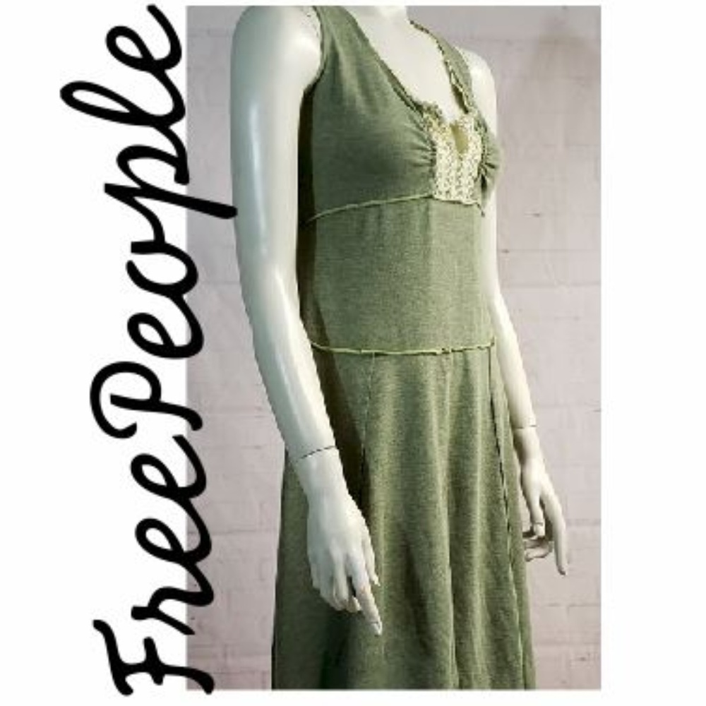 FREE PEOPLE EMPIRE WAIST OLIVE GREEN DRESS Medium
